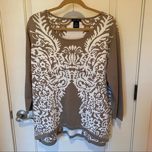 Katie Todd taupe and cream knit sweater
